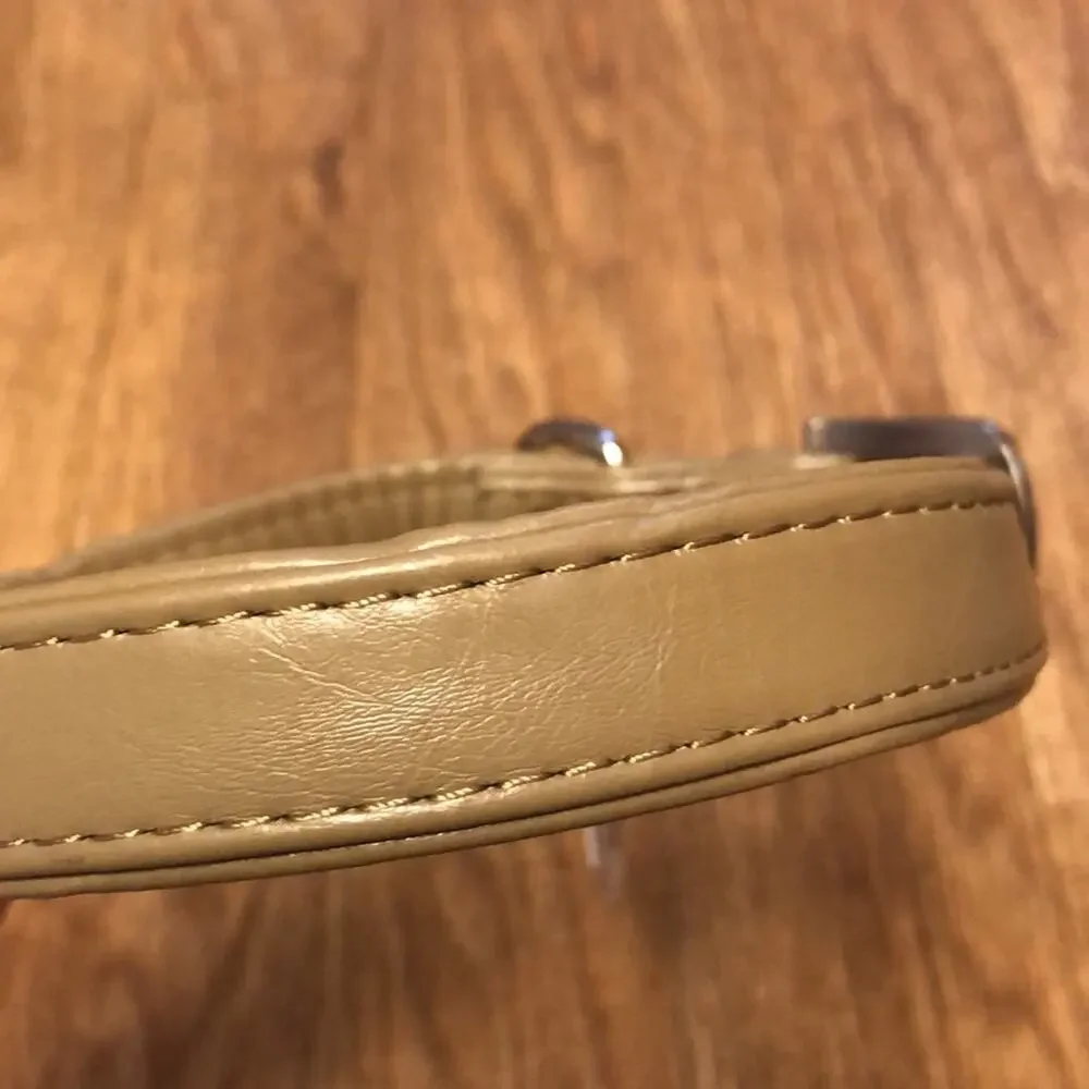 Martha Stewart Tan and Silver Leather Buckle Dog Collar Size 20